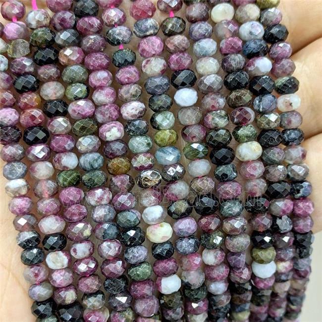 Natural Tourmaline Beads Multicolor Faceted Rondelle