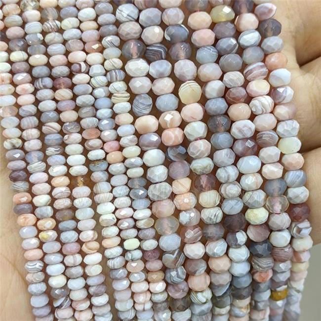 Natural Pink Botswana Agate Beads Faceted Rondelle