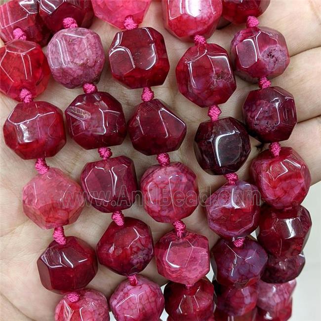 Natural Agate Nugget Beads Red Dye Faceted Freeform