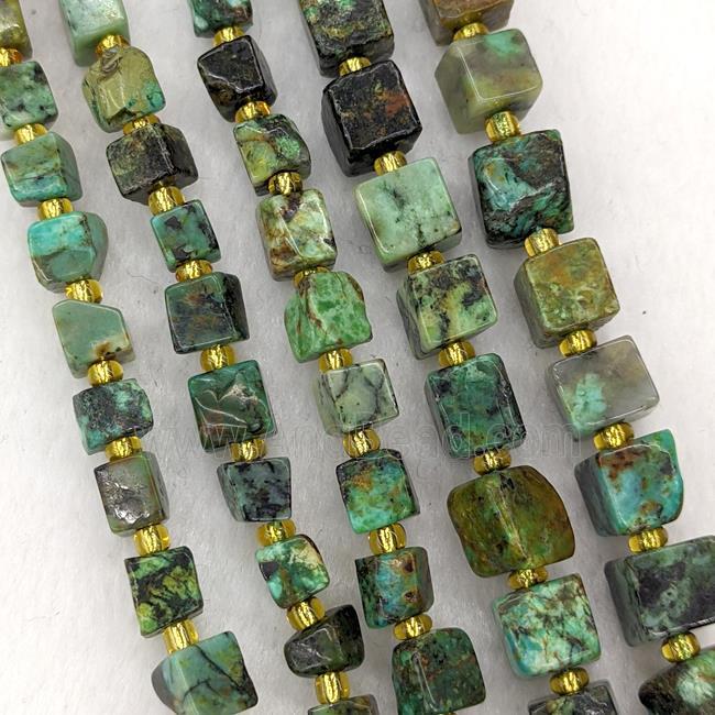 Natural African Turquoise Cube Beads Green