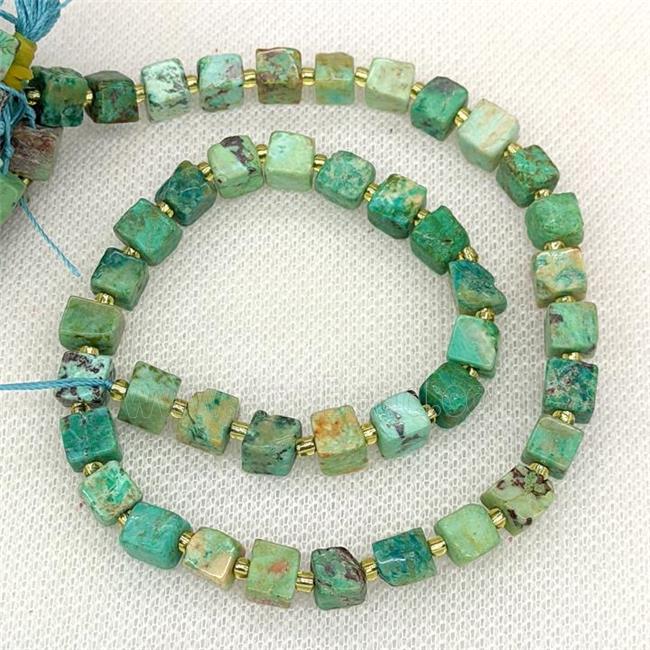 Natural African Turquoise Cube Beads Green