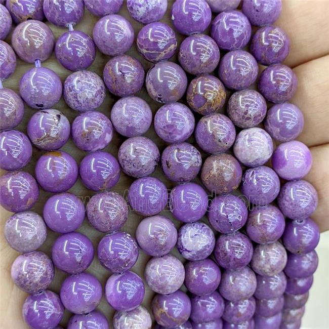 Natural Purple Phosphosiderite Beads B-Grade Smooth Round