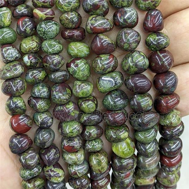Natural Dragon Bloodstone Chips Beads Green Freeform