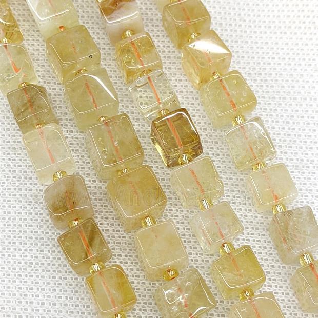 Natural Citrine Beads Yellow Cube