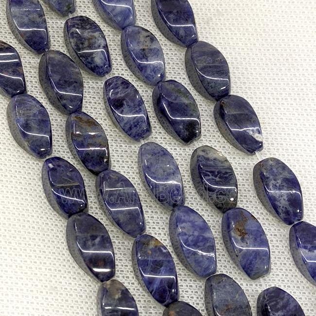 Natural Blue Sodalite Twist Beads