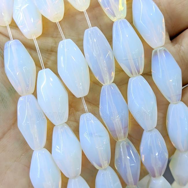 White Opalite Rice Beads Faceted