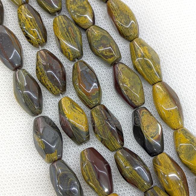 Natural Iron Tiger Eye Stone Rice Beads Faceted