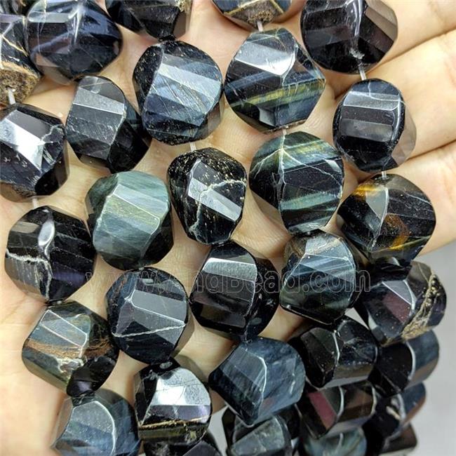 Natural Tiger Eye stone Twist Beads Inkblue Faceted