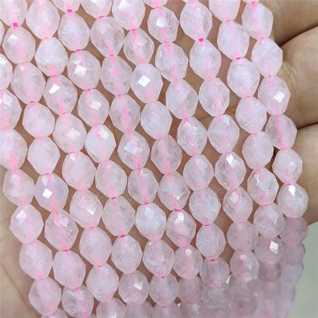 Natural Pink Rose Quartz Beads Faceted Rice