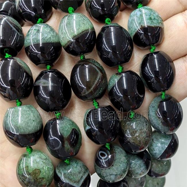 Natural Druzy Agate Barrel Beads Green Dye