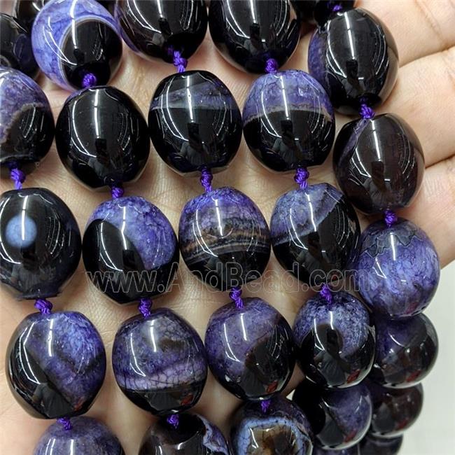 Natural Druzy Agate Barrel Beads Purple Dye