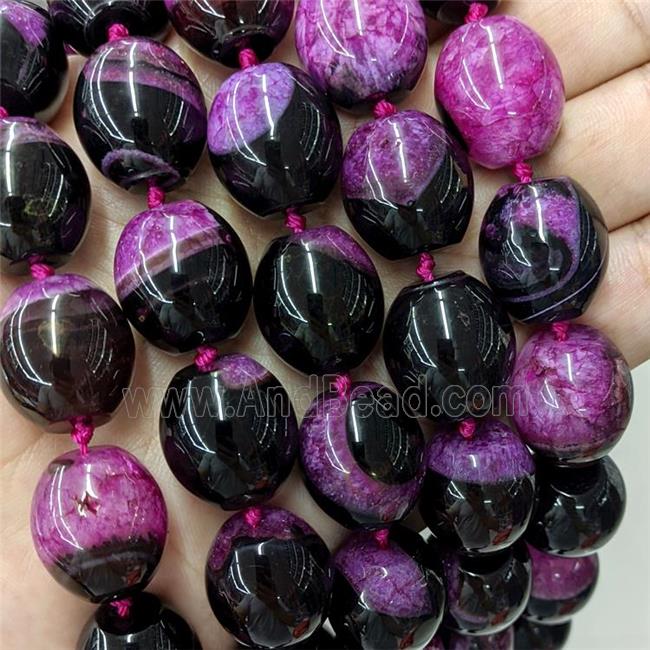 Natural Druzy Agate Barrel Beads Hotpink Dye