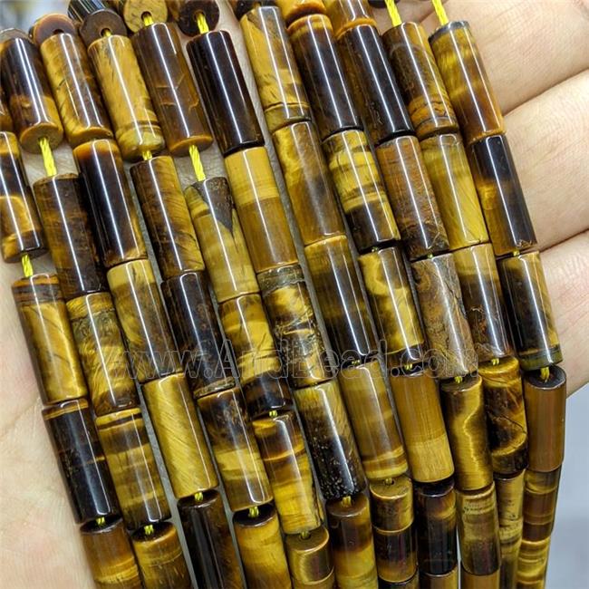 Natural Tiger Eye Stone Tube Beads