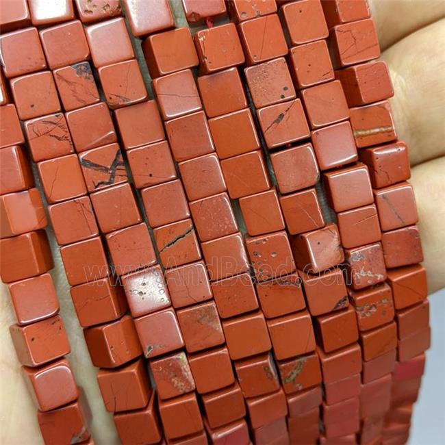Natural Red Jasper Cube Beads
