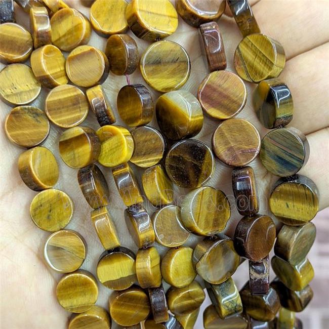 Natural Tiger Eye Stone Coin Beads
