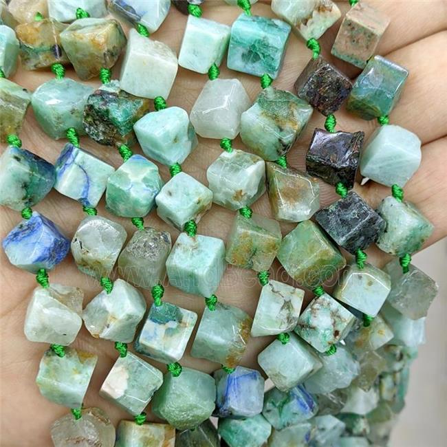 Natural Chrysocolla Cube Beads Corner-Drilled