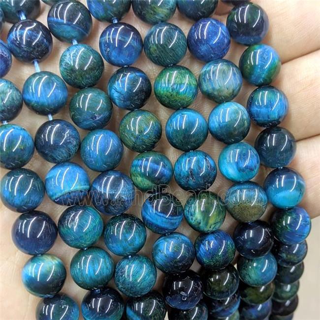 Natural Tiger Eye Stone Beads Blue Dye C-Grade Smooth Round