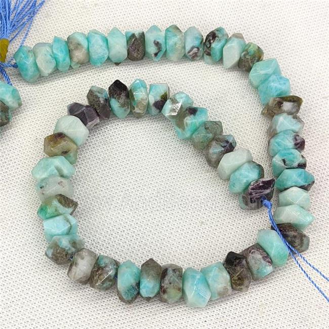 Natural Amazonite Beads Faceted Square Blue