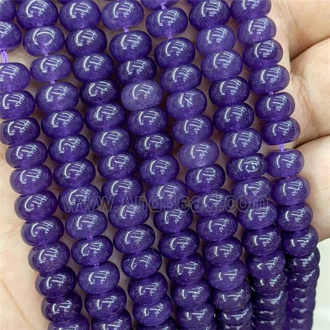 Purple Jade Beads Dye Smooth Rondelle