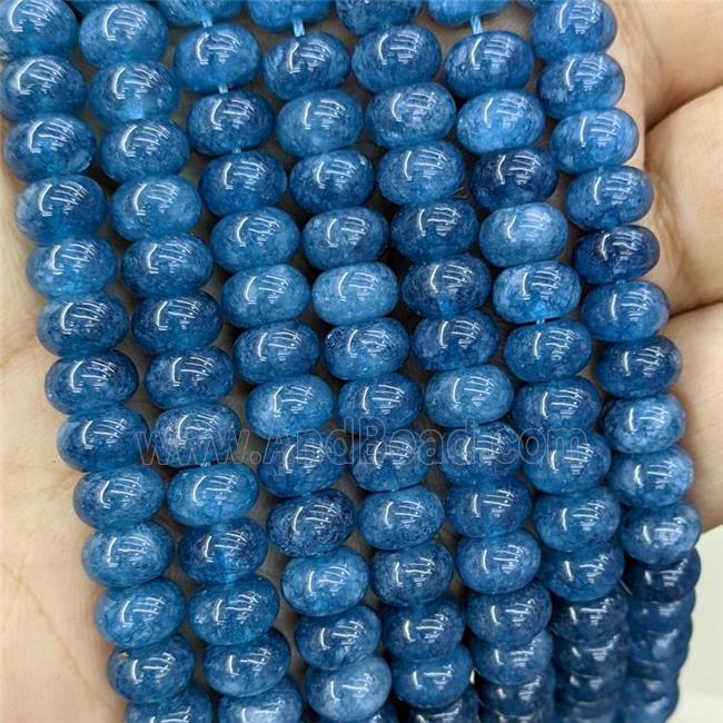Blue Jade Beads Smooth Rondelle Dye