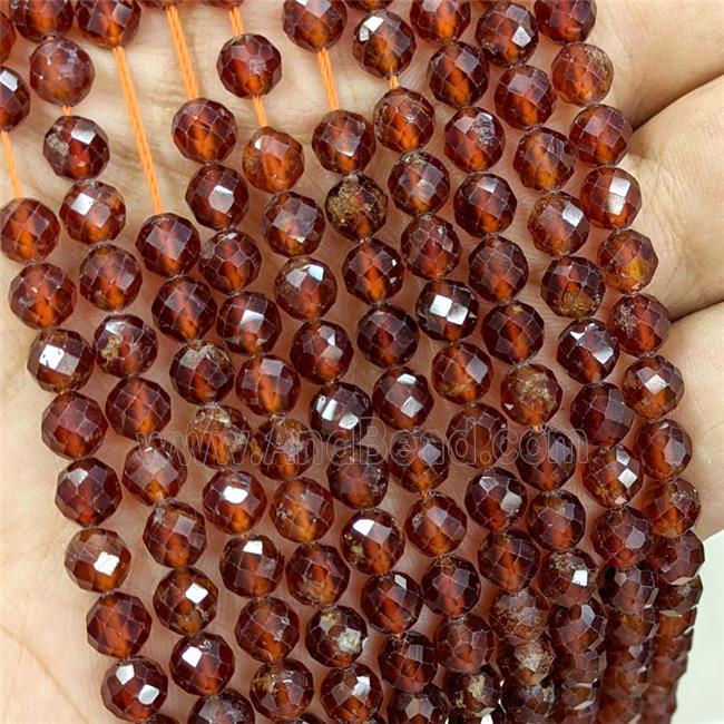 Natural Garnet Beads Orange Faceted Round