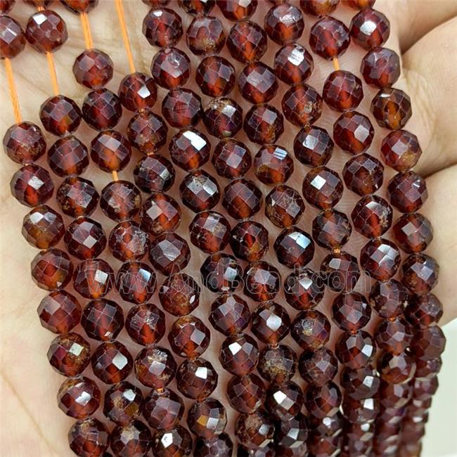 Natural Garnet Beads Red Faceted Round