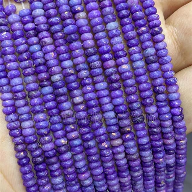 Natural Marble Beads Pave Gold Foil Smooth Rondelle Purple Dye 