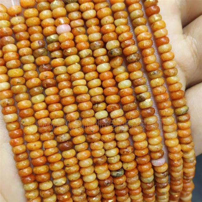Natural Marble Beads Pave Gold Foil Smooth Rondelle Orange Dye 