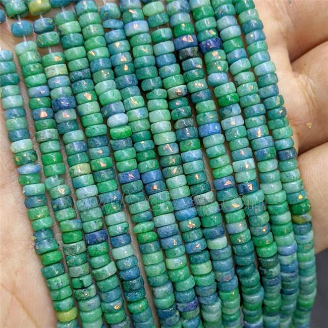 Natural Marble Heishi Beads Pave Gold Foil Green Dye 