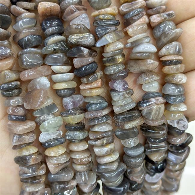 Natural Black Sunstone Chips Beads Freeform