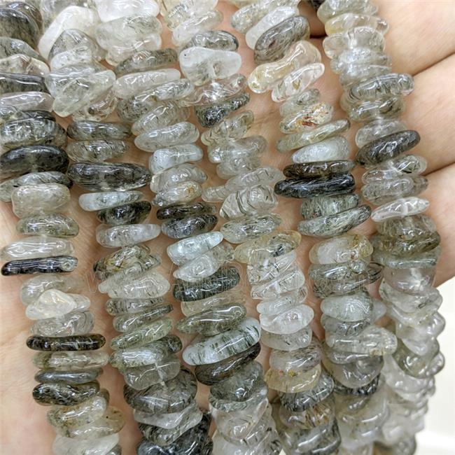 Natural Green Rutilated Quartz Beads Chips Freeform