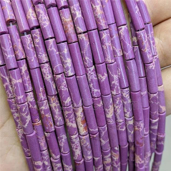 Synthetic Imperial Jasper Tube Beads Purple