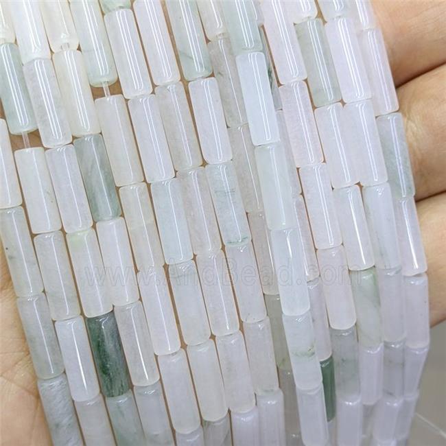 White Jadeite Tube Beads