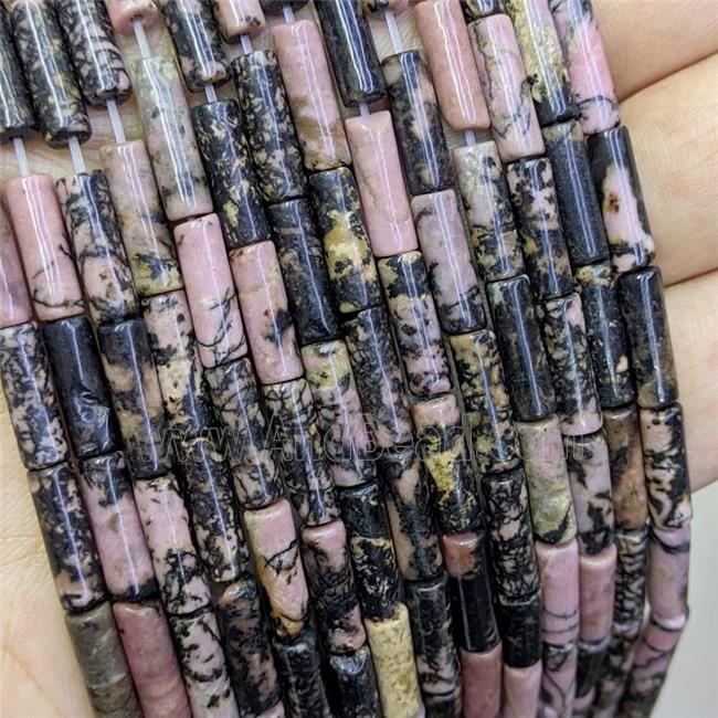 Natural Chinese Rhodonite Tube Beads