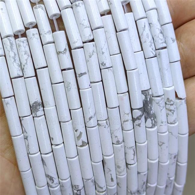 Natural White Howlite Tube Beads