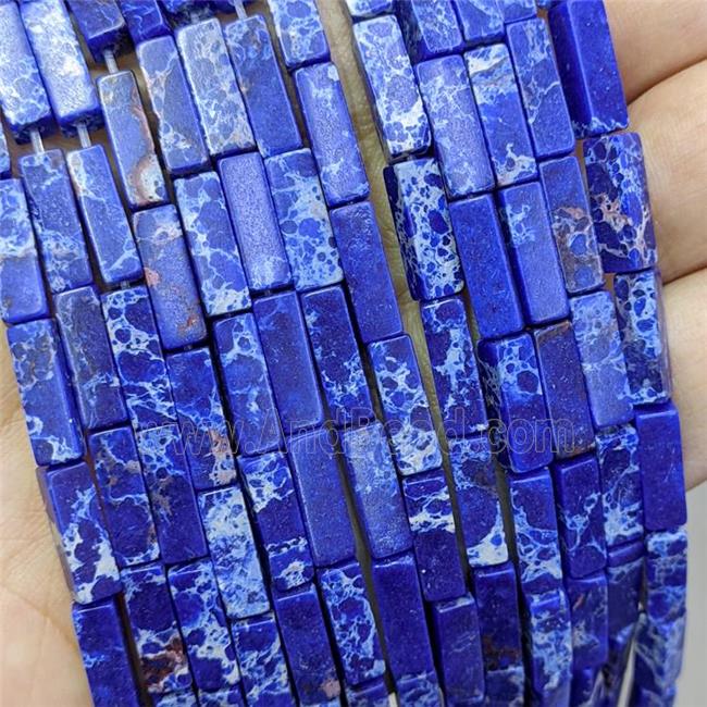 Synthetic Imperial Jasper Cuboid Beads Blue