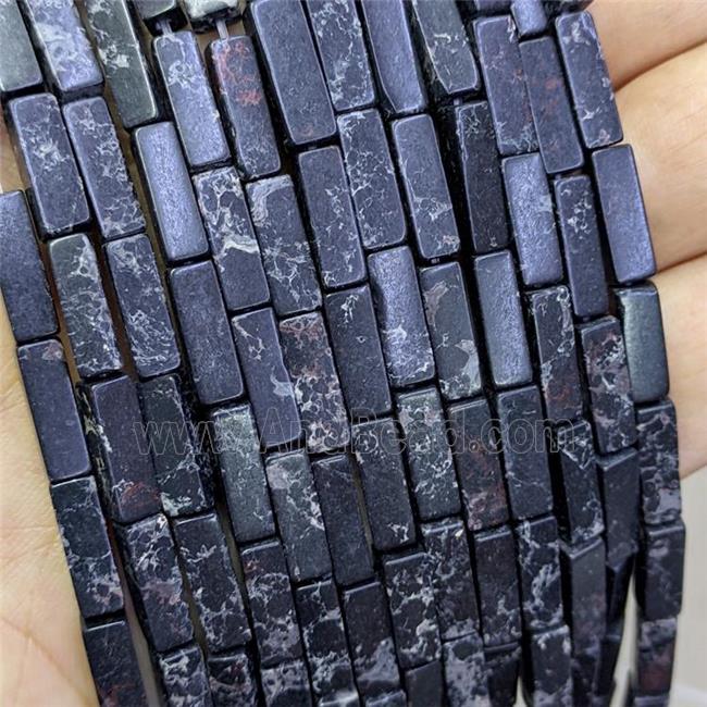 Synthetic Imperial Jasper Cuboid Beads Black