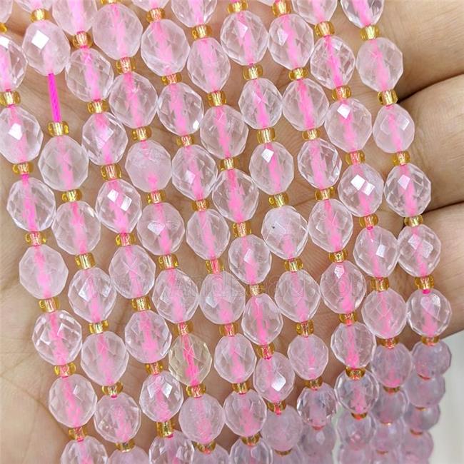 Natural Pink Rose Quartz Beads Faceted Rice