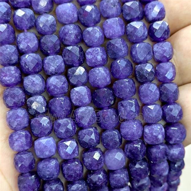 Darkpurple Jade Beads Dye Faceted Cube