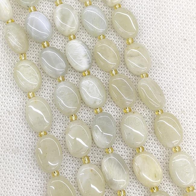 Natural White Moonstone Oval Beads