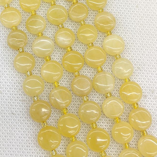 Natural Yellow Honey Jade Coin Beads