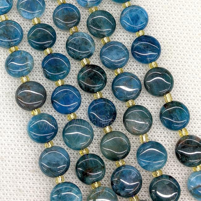 Natural Apatite Coin Beads Blue