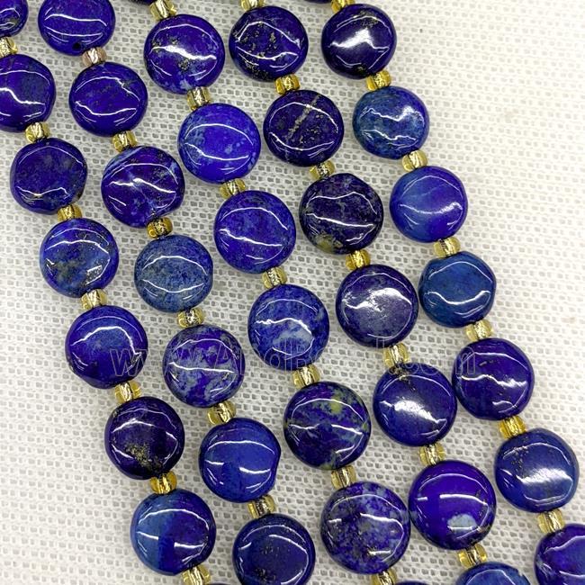 Natural Blue Lapis Lazuli Coin Beads