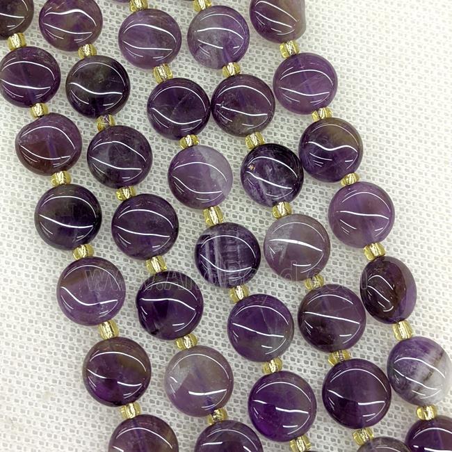 Natural Purple Amethyst Coin Beads