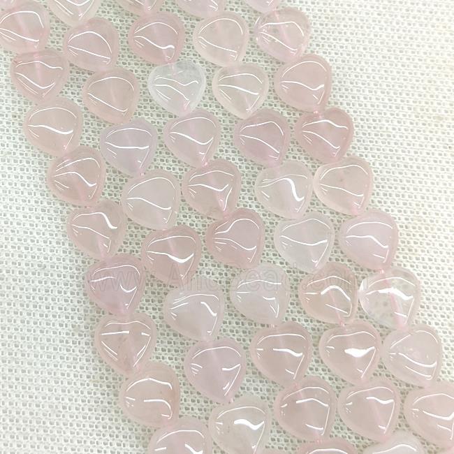 Natural Pink Rose Quartz Heart Beads