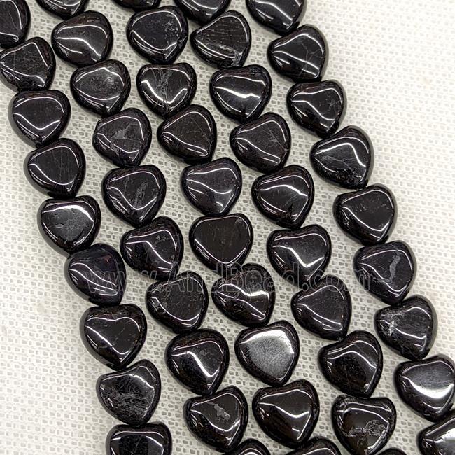 Natural Black Tourmaline Heart Beads