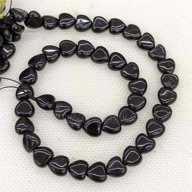 Natural Black Tourmaline Heart Beads