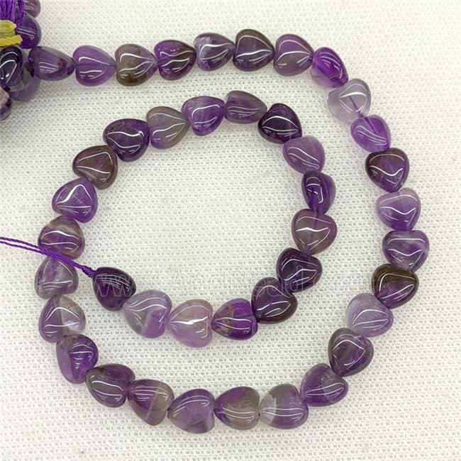 Natural Amethyst Heart Beads Purple