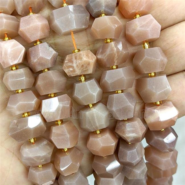 Natural Peach Moonstone Beads Faceted Rondelle
