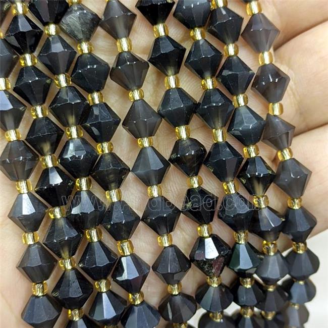 Natural Ice Obsidian Bicone Beads Black